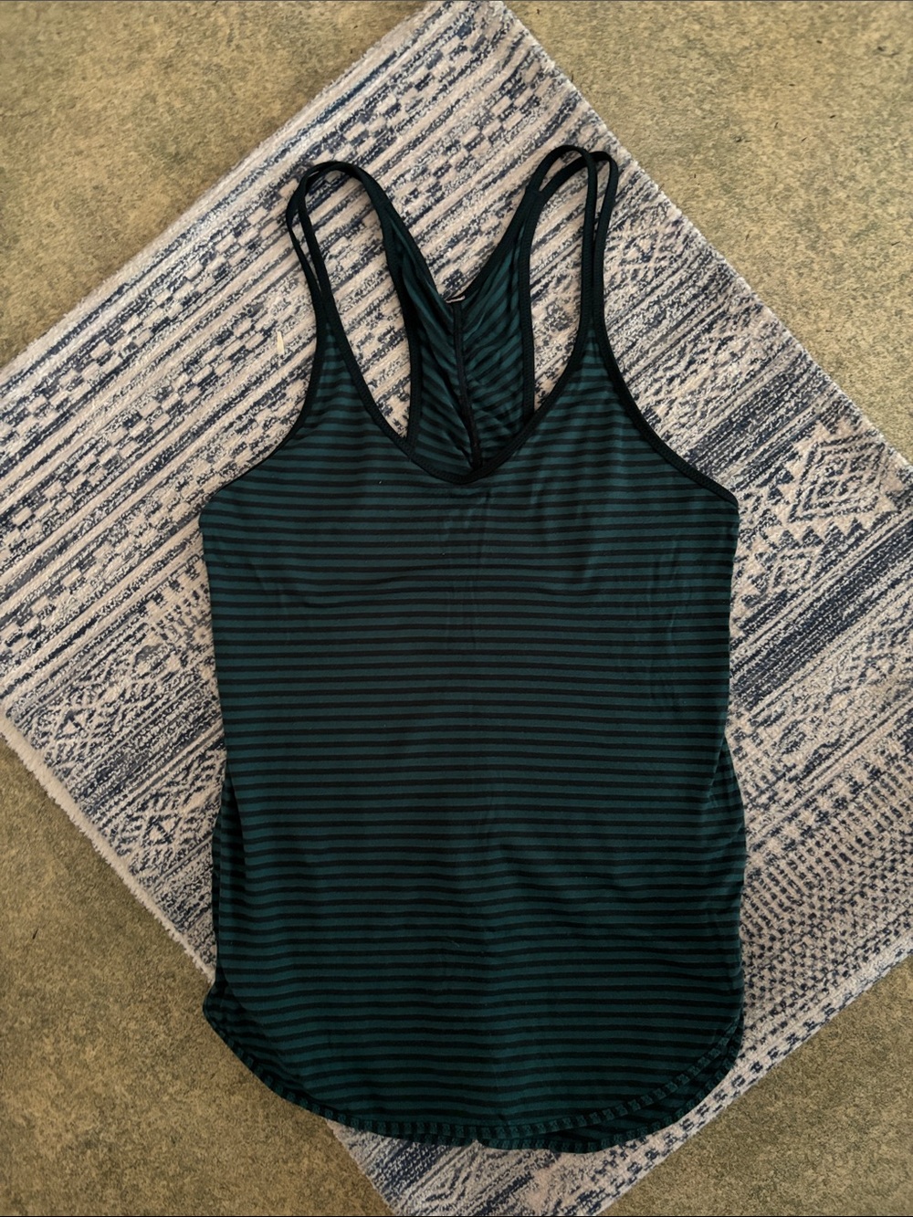 lululemon athletica Dark Green and Black Striped Racerback Tank